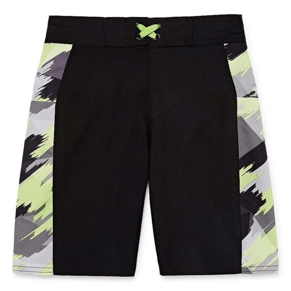 Xersion Swimsuit Trunks Msrp$32 Black And Yellow Adjustable Waist Nwt Boys S 8yr